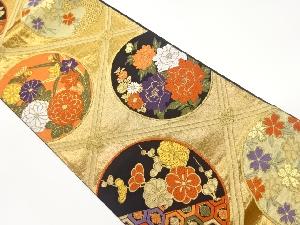 襷に丸文・花々模様織出し袋帯